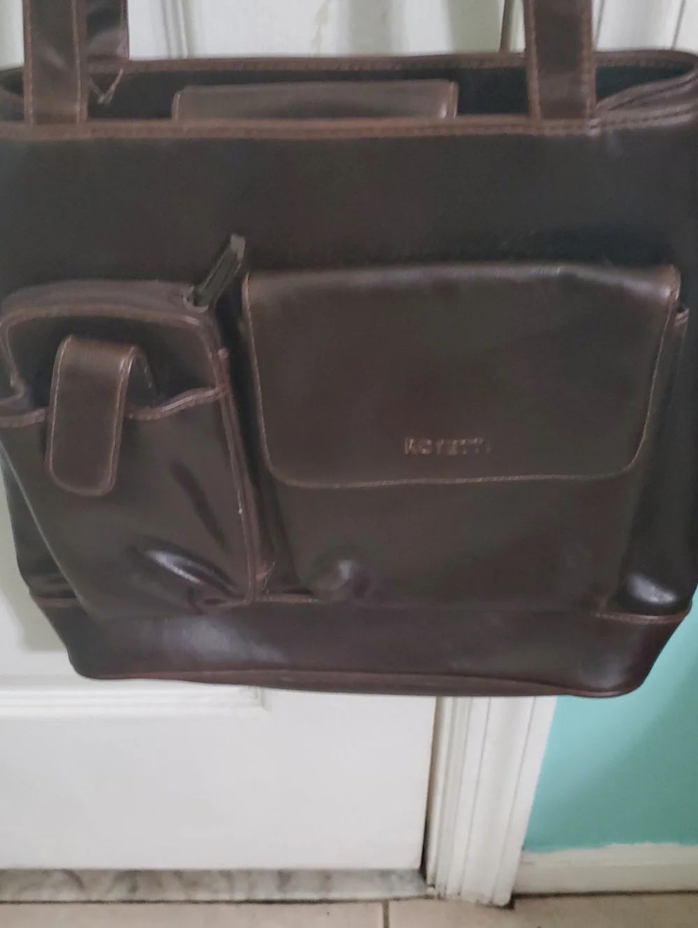 Rosetti Y2K Brown Faux Leather Multipocket Utility Double Handle Shoulder Bag
